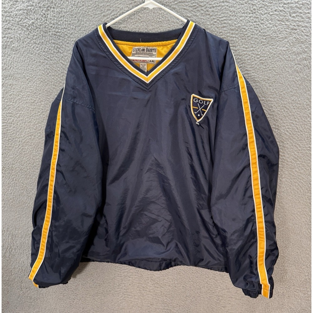 Vintage‎ Steve & Barrys Jacket Adult 2XL XXL Blue Yellow Golf Windbreaker Y2K
